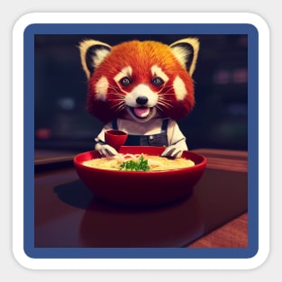 Kawaii Red Panda Eating Ramen Sticker